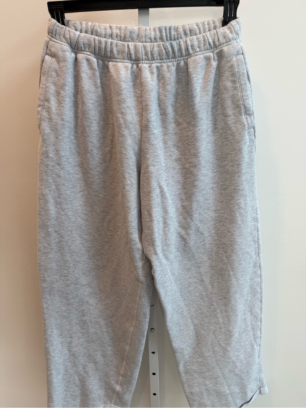 SKIMS Cotton Fleece Wide Legs Gray Elastic Waist Cotton Blend Pants Women Size S
